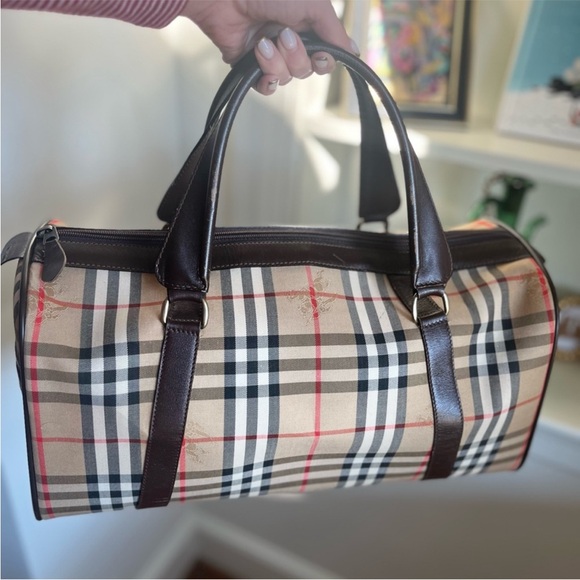 Burberry Burberrys Classic Nova Check Boston Bag Purse Satchel EUC - Picture 4 of 8